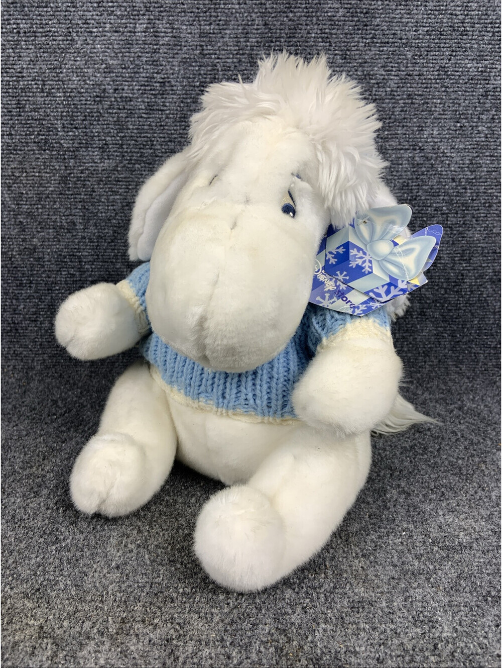 Disney Store Winnie the Pooh Sweater White EEYORE 12" Plush Toy w/ Tag MINT